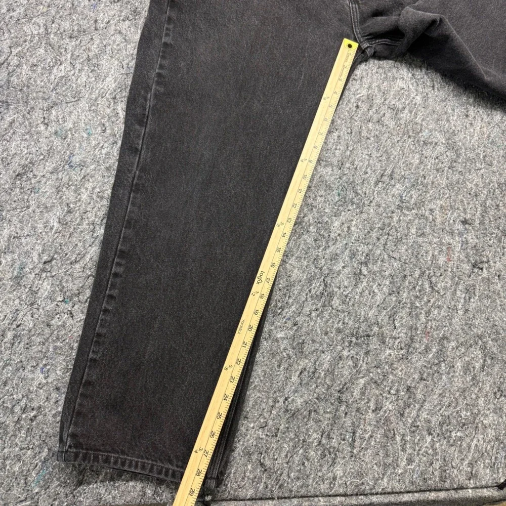 Carhartt Relaxed Fit‎ Straight Leg Black Denim Jeans Mens 44x30 Faded Workwear